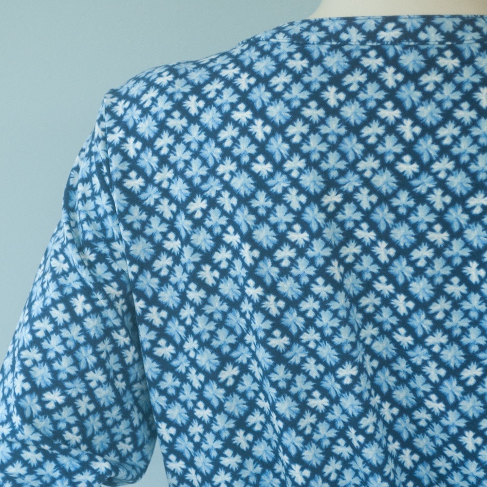 NWT Lands' End Blue Floral Tie Waist Casual Stretch Dress - Picture 9 of 9